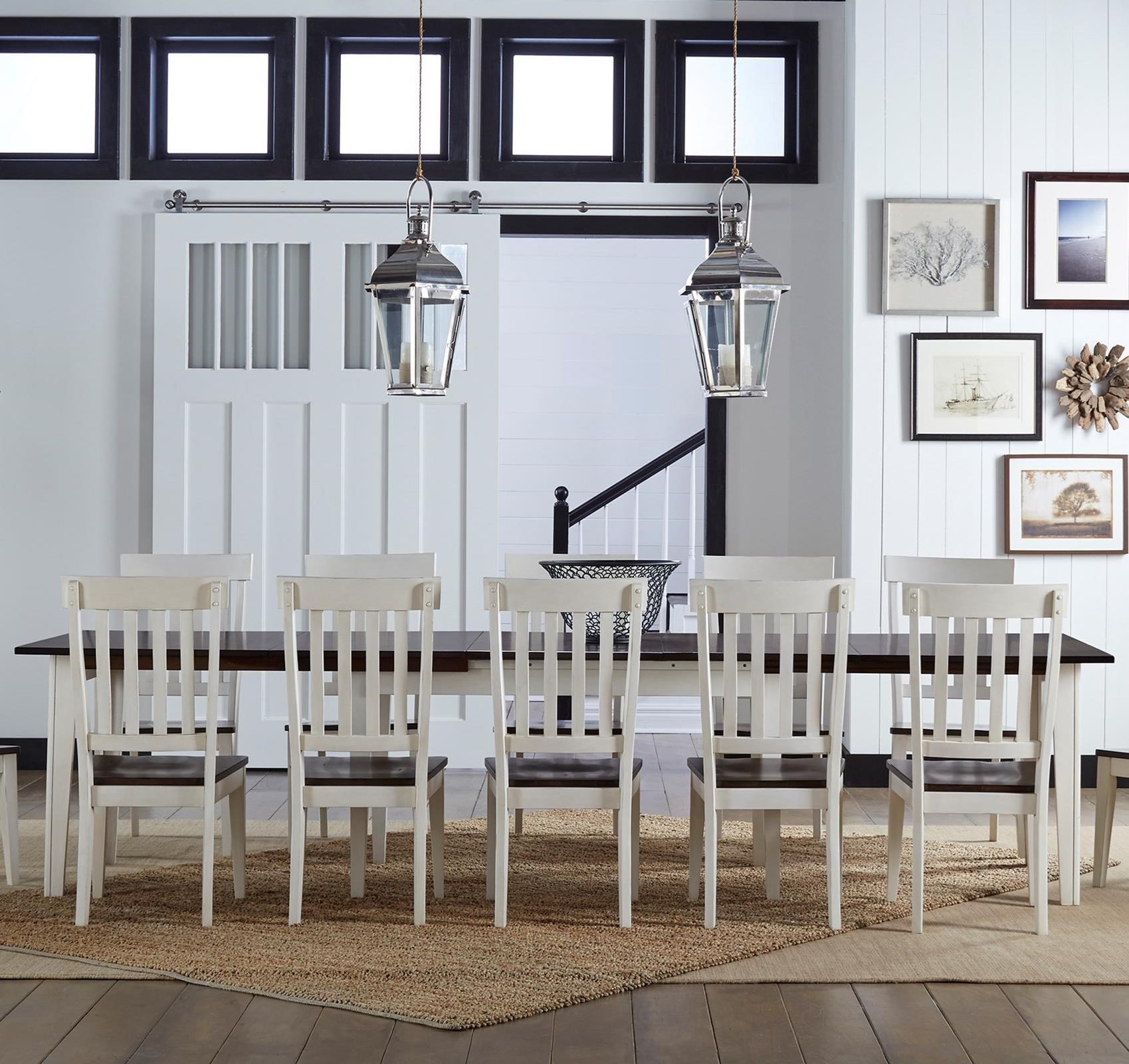 Extendable dining table with best sale self storing leaves